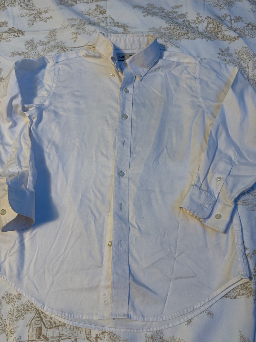 Lands' End Boys' White Button-Down Dress Shirt